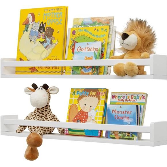 Nursery Book Shelves Rustic Natural Solid Wood Floating